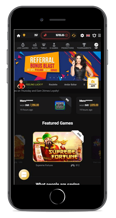 Screenshot of mobile site at jeetwin casino