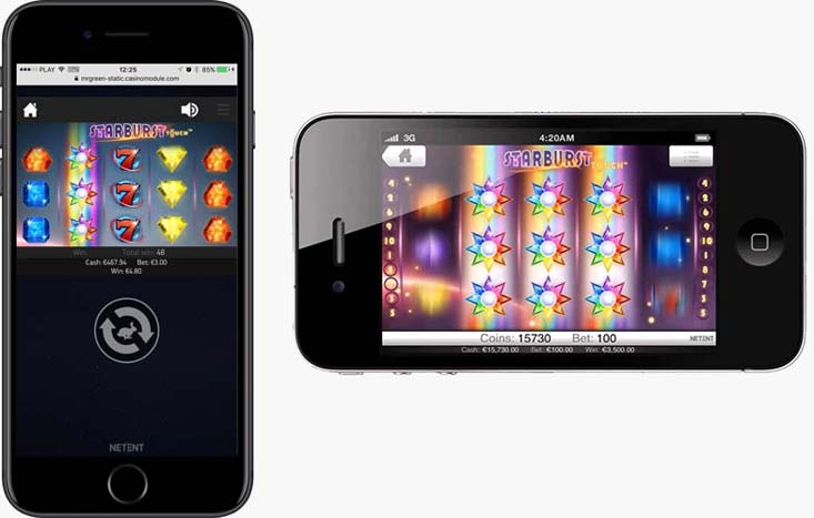 Screenshot of Starburst Slot Game on mobile