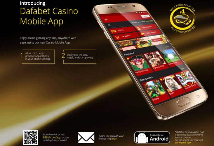 Screenshot of mobile site at dafabet casino