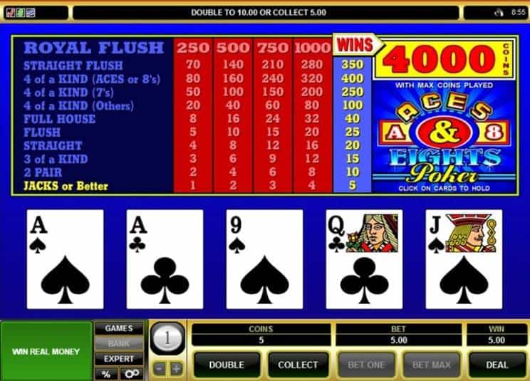 Screenshot of Winning Hands in Deuces Wild