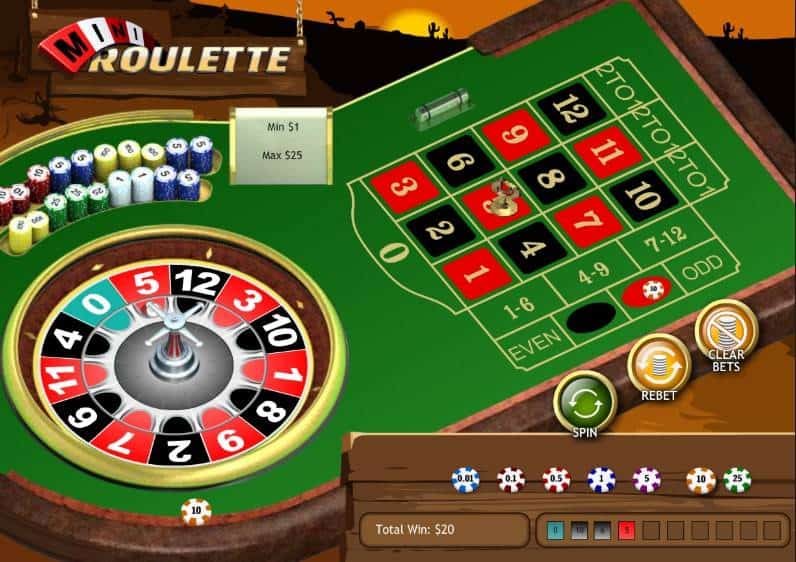 Screenshot of Mini Roulette game 