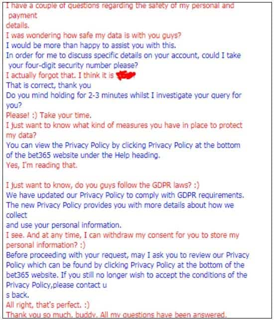 Screenshot of Applying Personal detail in GDPR