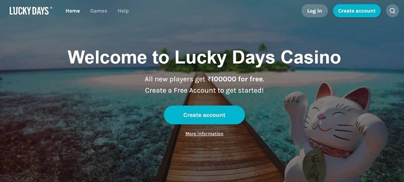 Screenshot of Lucky Days Casino's Homepage