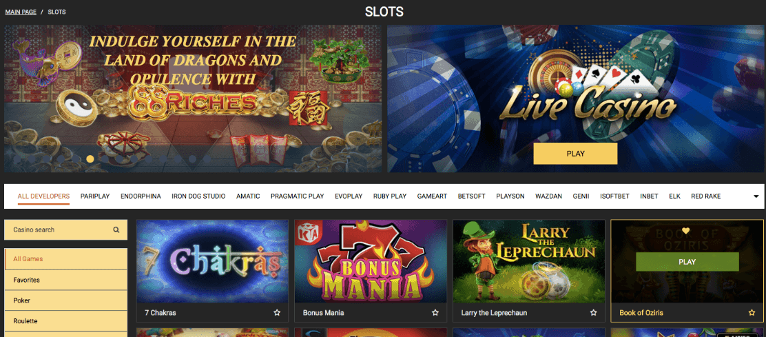 Screenshot of Casino Games in Melbet Casino