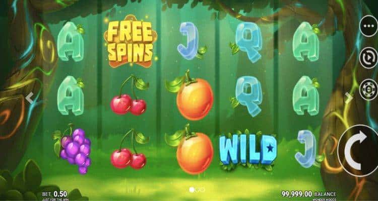 screenshot of wonder woods slot game