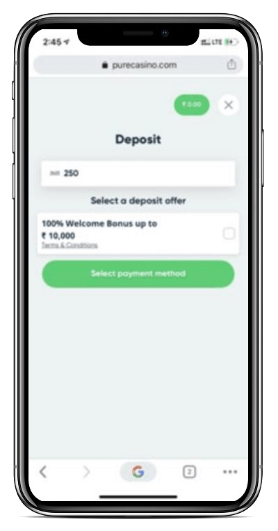 Choose the amount to deposit